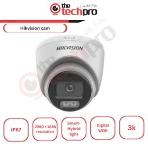 Cámara torreta fija Hikvision DS-2CE72KF0T-LFS 3K ColorVu luz híbrida inteligente - Imagen 1 de 2