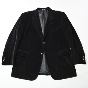 Monsieur Adolfo 44R Black Wide Wale Corduroy Mens Blazer Jacket Sport Coat - Picture 1 of 12