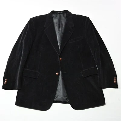 Monsieur Adolfo 44R Black Wide Wale Corduroy Mens Blazer Jacket Sport Coat - Image 1 of 4