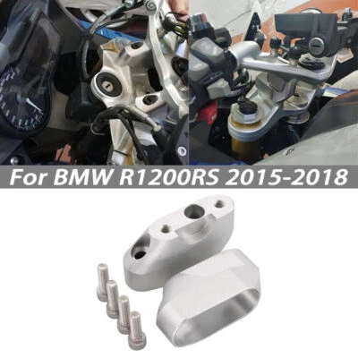 CNC HandleBar Mounts Clamps Risers Motorcycle Silver For BMW R1200RS 2015-2018 - Image 1 of 4
