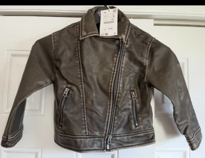 Chaqueta de cuero sintético gris Zara para niños Foto 1 de 2