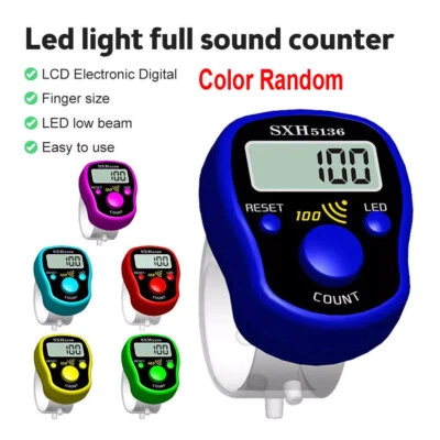 Contatore digitale per anelli da dito contatore per maglieria fila clicker colore casuale - Immagine 1 di 4