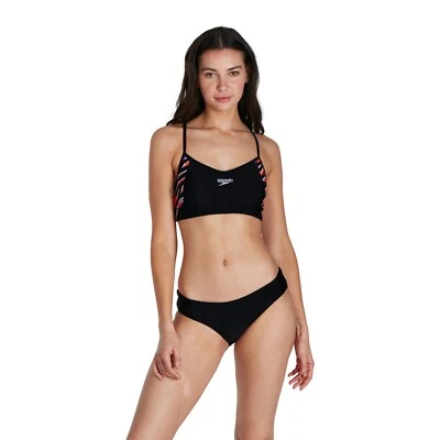 SPEEDO WOMENS 2 PIECE SWIMSUIT.PADDED THINSTRAP VOLLEY BIKINI SWIM COSTUME W22 - Image 1 of 4