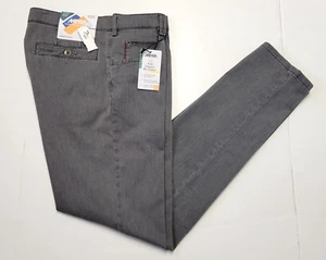 $328 New MEYER Flat Front DIEGO Chino Cotton Pants Men 32x32 Gray Regular EU 48 - Picture 1 of 8
