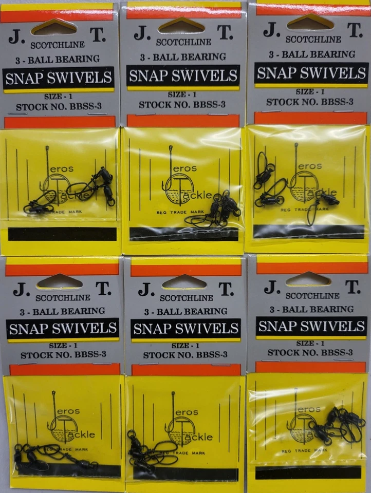 Black Ball Bearing Snap Swivels size 1, 6 packs, 3 in each pack, total 18 - Image 1 of 1