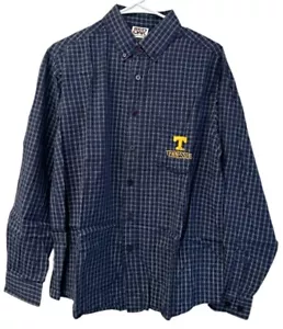 Red Oak Shirt Mens Medium Blue Tennessee Button Down Long Sleeve Check Cotton - Picture 1 of 7