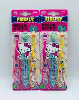 2x3 Hello Kitty Soft Children's Toothbrush, 2x3 Pack, Pink, Yellow, Baby Blue — 第 1/4 张图片