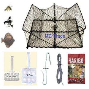 Cancer basket crustacean crab flat fish trap 65x50x25 bait basket hook string harib - Picture 1 of 3