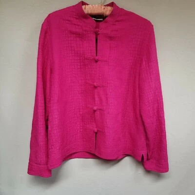 Chaqueta Blazer Chico's Mujer Talla 0 Rosa 100% Seda Bordada Arrugada China Foto 1 de 4