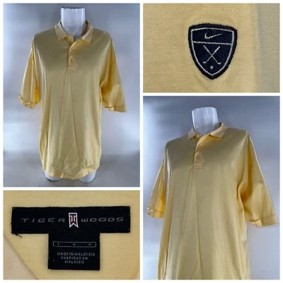 Vintage Nike Tiger Woods Polo Golf Shirt Men’s M Yellow 100% Cotton YGI C5-44 - Image 1 of 4