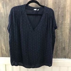GAP marineblaue leichte Bluse mit V-Ausschnitt Gr. XL - Bild 1 von 5