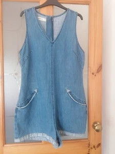 BLANK NYC Blue Cotton Linen Mix Denim Playsuit Shorts Size L BNWT - Picture 1 of 10