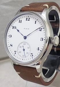 Elgin 12s Taschenuhr Hochzeitsuhr Umbau 44mm SS Armbanduhr 1925 Uhrwerk - Bild 1 von 11