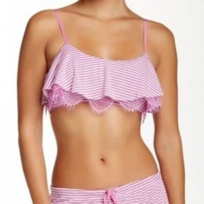 Joe's Jeans Nuevo con Etiquetas Mujer Púrpura Orquídea Rayas Popover Encaje Bralette Talla XS Foto 1 de 4
