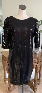 walter baker women 10 Black sequin low back cocktail shift dress X - Picture 1 of 5