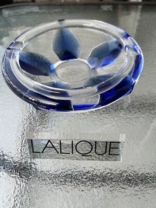 RARE! LALIQUE France CAP-FERRAT COBALT BLUE and CLEAR ASHTRAY 7" - Gorgeous!!! - Picture 1 of 4