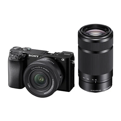 Sony Alpha a6100 Mirrorless Black Camera with 16 to 50mm and 55 to 210mm Lens - Image 1 of 3