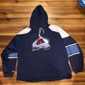 vintage Reebok Men's NHL Colorado Avalanche Hockey Face Off Hoodie Size 3XL Blue - Picture 1 of 9