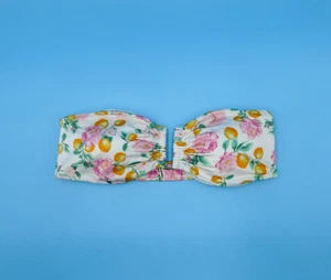 Victorias Secret Large White Floral Lemons Strapless Cutout Bandeau Bikini Top - Picture 1 of 6
