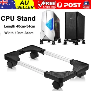 Adjustable Mobile CPU Stand with Rolling Caster Wheels PC Computer Tower Holder - Picture 1 of 12
