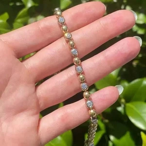 4Ctw Round Cut Bubble Tennis Bracelet Lab Created Diamond 14K Yellow Gold Plated - Picture 1 of 11