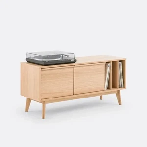 Oak Vinyl Record Cabinet Sideboard Unit – Mid Century Retro Storage - Picture 1 of 9