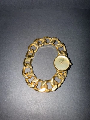 Vtg Ann Klein Watch Women 22mm Gold Tone Chain Link Bracelet New Battery 6.75 - Image 1 of 3