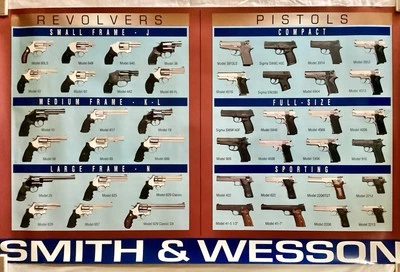 Vintage Smith & Wesson Dealer 24” x 38”  Poster - Pistols & Revolvers - Image 1 of 2