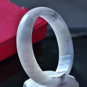 Certified 100% natural Grade A jadeite jade 56mm grayish black bangle bracelet - Picture 1 of 12