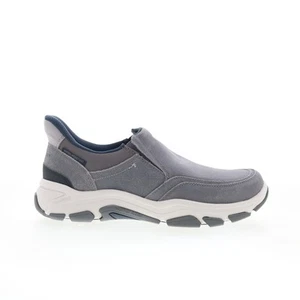 Rockport Reece Mens Gray Leather Slip On Lifestyle Sneakers Shoes - Picture 1 of 8