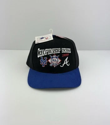 NWT Vintage NL 1999 NY Mets vs Atlanta Braves Vintage Strapback Hat Twins 90s - Image 1 of 4