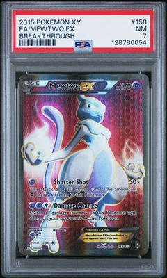 2015 Pokemon Xy Breakthrough Mewtwo EX #158 Fa Full Art PSA 7 - Image 1 of 2
