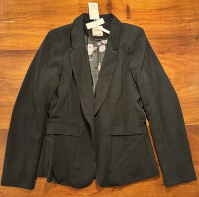 Candies Women’s Black Open Front Blazer Jacket Career Office Wear Sz L -NEW - Image 1 of 4