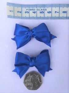 Paar Satin Royal Ballet School königsblaues Band Haarschleife kleine Krokodilklemmen  - Bild 1 von 2