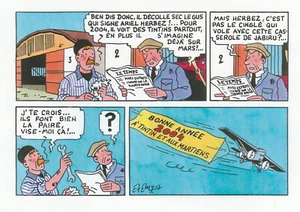 EXEM carte voeux editeur 2004 hommage Tintin - Imagen 1 de 2