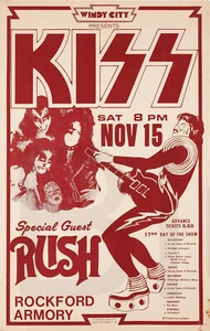 1975 KISS, Rush Rockford, Illinois Concert Poster 13 x 19" Photo Print - Picture 1 of 1