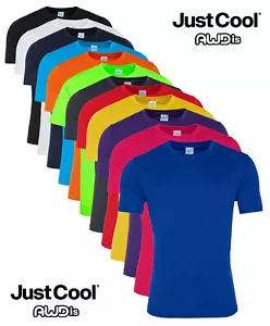 Just Cool Plain Smooth Polyester Breathable Wicking Athletic Sports T-Shirt - Picture 1 of 17