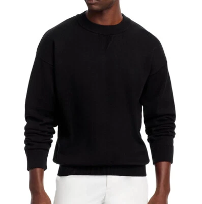 Hugo Boss Men's LS HUGO Swart Pullover Sweater Cotton Knit Logo Crewneck Black - Image 1 of 4