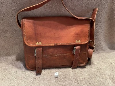 Briefcase Satchel Soft Leather Laptop Messenger Bag Shoulder 13” New - Image 1 of 4