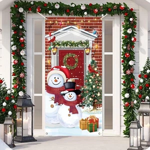 Christmas Door Cover Decorations 35.4 x 71 Inch Wall Decoration Sign Front Door - Picture 1 of 6