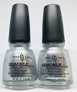 China Glaze CRACKLE Shatter Nail Polish PLATINUM PIECES 1044 Silver Lacquer