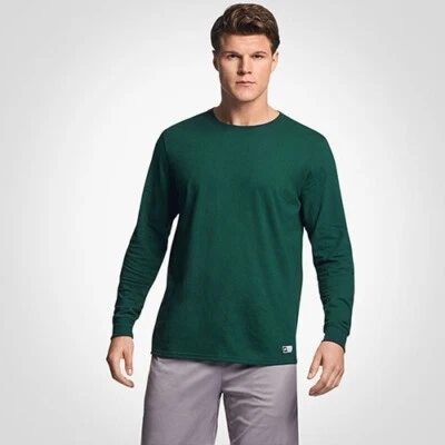 Camisa de manga larga Russell Athletics para hombre talla mediana verde oscuro nueva Foto 1 de 3