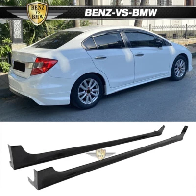 Fits 12-15 Honda Civic 9th Sedan Mugen RR Style Side Skirts Rocker Panels ABS — 第 1/4 张图片