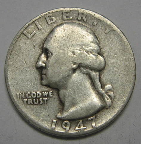 1947-D Washington Silver Quarter in Average Circulation Condition  Priced Right Cover