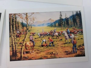 Cowboys Western BLANK Notecards & Envelopes 18 Pk. Oil Painting "Branding" 5x7" - Picture 1 of 2