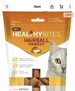 2 X  VetIQ Healthy Bites Cat Hairball Remedy Treats 65g Great Value 2 Packs - Picture 1 of 2