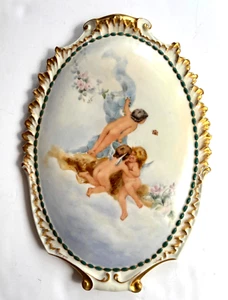 Französische LIMOGES handbemalte Porzellan Putti Engel Cherubs Szene Wandrelief - Bild 1 von 7
