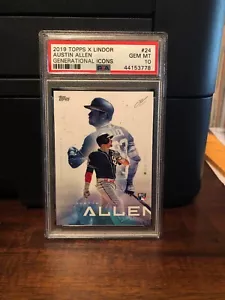2019 Topps X Lindor Austin Allen Rookie Baseball Card #24 PSA 10 Gem Mint - Picture 1 of 3