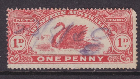 WEST AUSTRALIA 1915 1D RED LONG SWAN DUTY STAMP USED (NE24) Cover