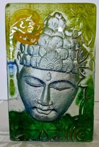 Buddha Gesicht Kunst Glas Ziegel Form von Phoenix Studio von S.Gott FL, USA ältere 90er - Bild 1 von 9